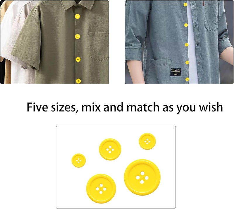 Lilaly 100 pcs Yellow Buttons for Crafts, 5 Sizes Mixed Round Sewing Buttons for Clothes, Suitable for for DIY Crafts, Coats, Shirts, Pants, Shorts - Image 4